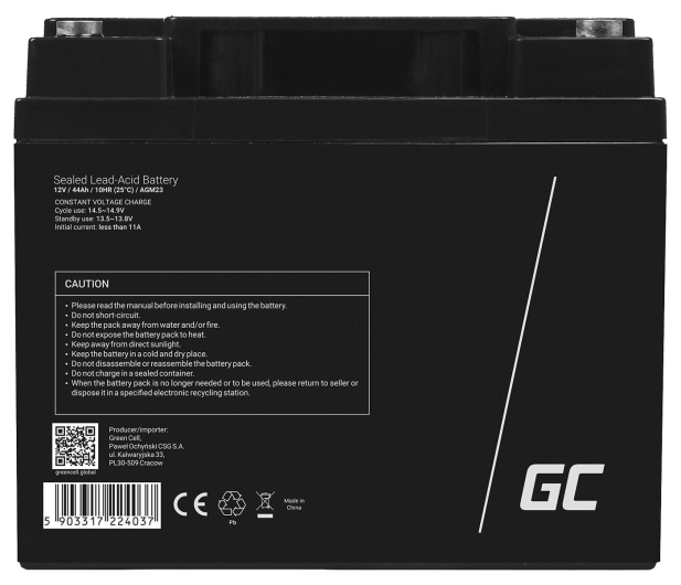 Green Cell Akumulator AGM VRLA  12V 44Ah - 547938 - zdjęcie 2